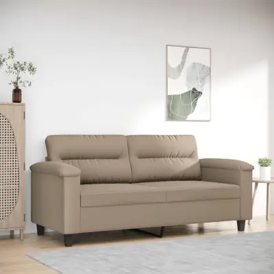 The Living Store Kavč dvosed taupe 140 cm tkanina iz mikrovlaken - Dvosed