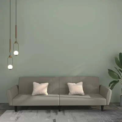 The Living Store Kavč dvosed z ležiščem svetlo siv žamet - Raztegljiv Kavč