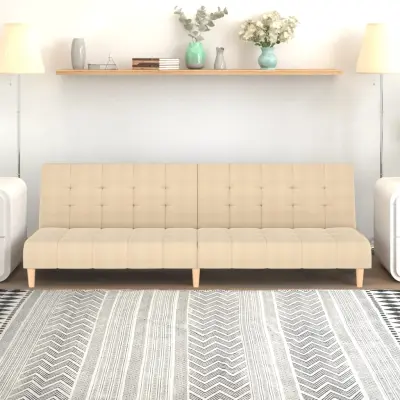 The Living Store Kavč dvosed z ležiščem krem blago - Raztegljiv Kavč