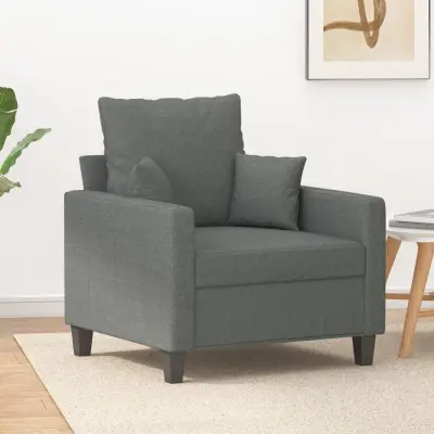 The Living Store Fotelj temno siv 60 cm blago - Fotelj