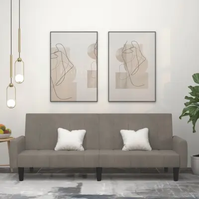 The Living Store Kavč dvosed z ležiščem svetlo siv žamet - Raztegljiv Kavč