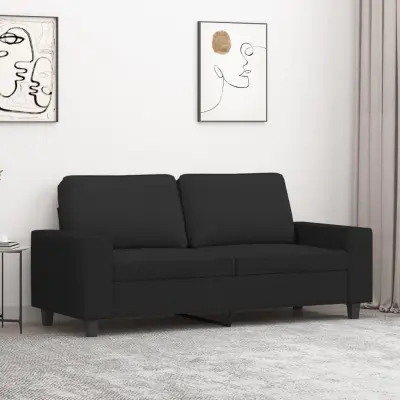 The Living Store Dvosed črn 140 cm blago - Kavč Dvosed