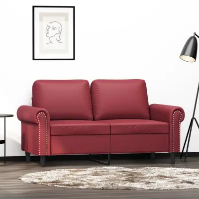 The Living Store Kavč dvosed vinsko rdeč 120 cm umetno usnje - Kavč Dvosed
