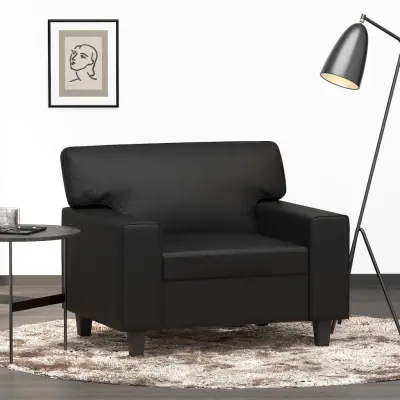 The Living Store Fotelj črn 60 cm umetno usnje - Enosed