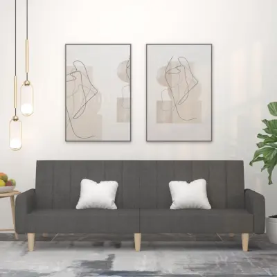 The Living Store Kavč dvosed z ležiščem temno sivo blago - Raztegljiv Kavč