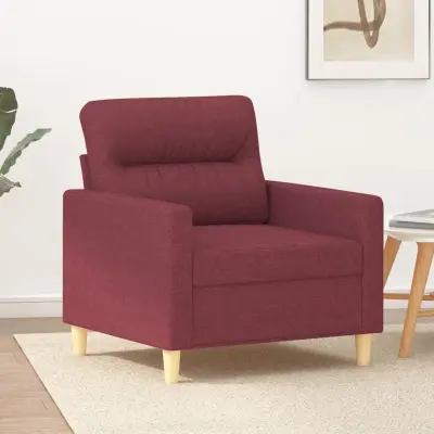The Living Store Fotelj vinsko rdeč 60 cm blago - Fotelj