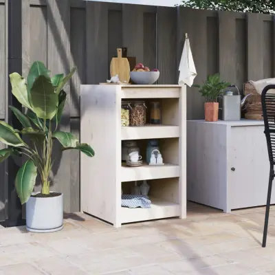 The Living Store Zunanja kuhinjska omarica bela 55x55x92 cm trdna borovina - Zunanja Kuhinjska Omarica