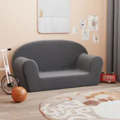 The Living Store Otroški kavč dvosed antracit mehak pliš - Otroški Kavč