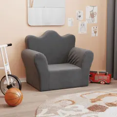 The Living Store Otroški kavč antracit mehak pliš - Otroški Kavč