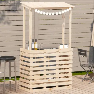 The Living Store Zunanja barska miza s streho 112,5x57x195,5 cm trden les - Zunanja Barska Miza