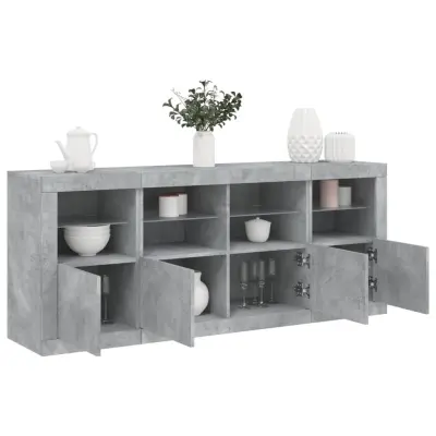 The Living Store Komoda z LED lučkami betonsko siva 163x37x67 cm - Komoda