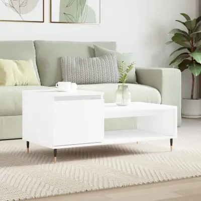 The Living Store Klubska mizica Bela 100x50x45 cm inženirski les - Klubska Mizica