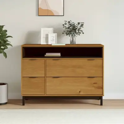 The Living Store Predalnik FLAM 110x40x80 cm trdna borovina - Predalnik