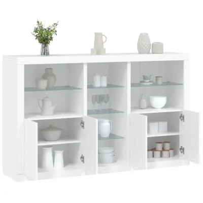The Living Store Komoda z LED lučkami bela 162x37x100 cm - Komoda