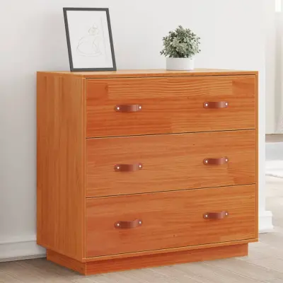 The Living Store Komoda voščeno rjava 80x40x75 cm trdna borovina - Komoda
