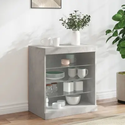 The Living Store Komoda z LED lučkami betonsko siva 60,5x37x67 cm - Komoda