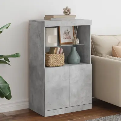 The Living Store Komoda z LED lučkami betonsko siva 60,5x37x100 cm - Komoda