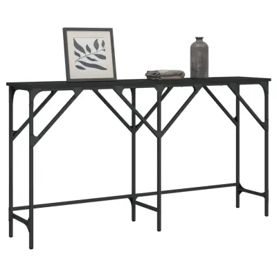 The Living Store Konzolna mizica črna 140x29x75 cm inženirski les - Konzolna Mizica