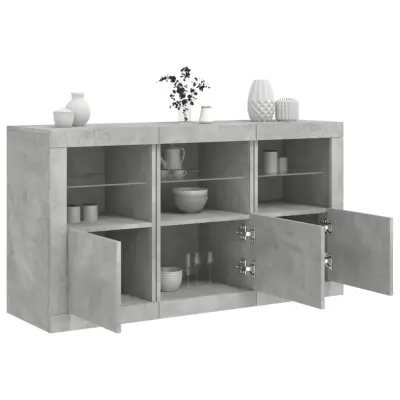 The Living Store Komoda z LED lučkami betonsko siva 123x37x67 cm - Komoda