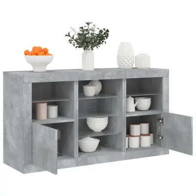 The Living Store Komoda z LED lučkami betonsko siva 123x37x67 cm - Komoda