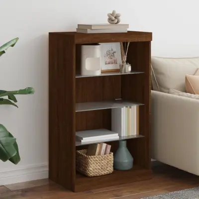 The Living Store Komoda z LED lučkami dimljen rjav hrast 60,5x37x100 cm - Komoda