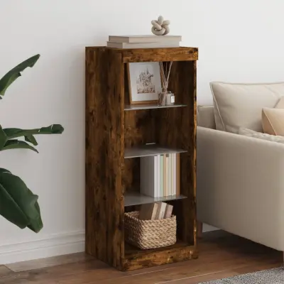 The Living Store Komoda z LED lučkami dimljen hrast 41x37x100 cm - Komoda