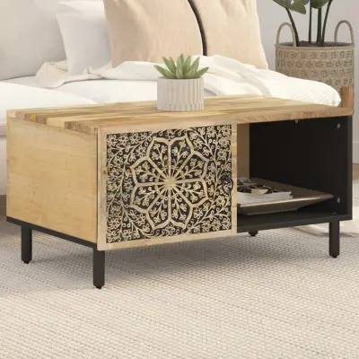 The Living Store Klubska mizica 80x50x40 cm trden mangov les - Klubska Mizica