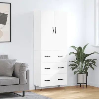The Living Store Visoka omara bela 69,5x34x180 cm inženirski les - Visoka Omara