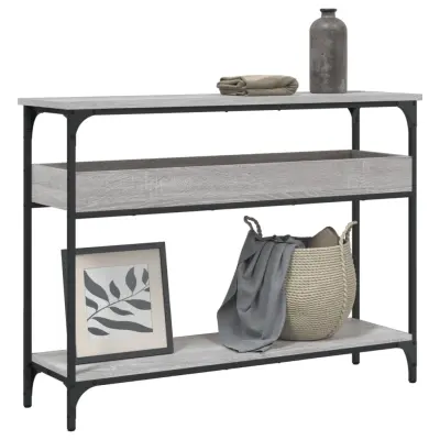 The Living Store Konzolna mizica s polico siva sonoma 100x29x75 cm inž. les - Konzolna Mizica