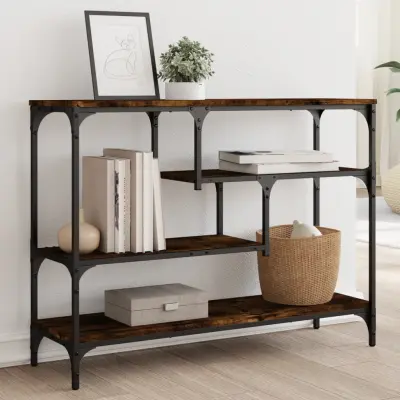The Living Store Konzolna mizica dimljen hrast 100x30x75 cm inženirski les - Konzolna Mizica