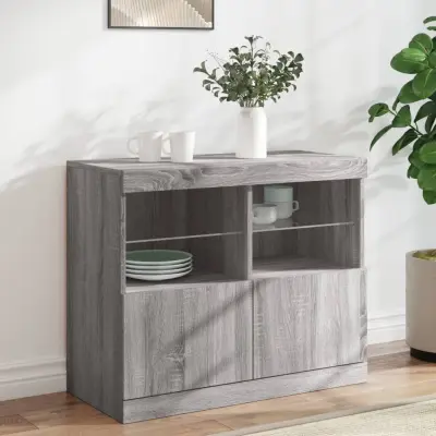 The Living Store Komoda z LED lučkami siva sonoma 81x37x67 cm - Komoda