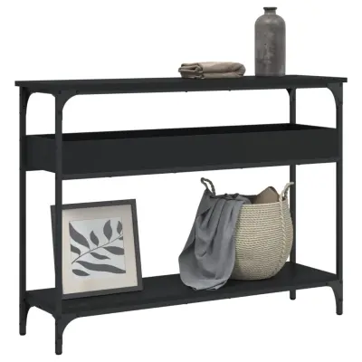 The Living Store Konzolna mizica s polico črna 100x29x75 cm inženirski les - Konzolna Mizica