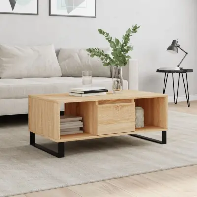 The Living Store Klubska mizica sonoma hrast 90x50x36,5 cm inženirski les - Klubska Mizica
