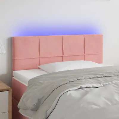 The Living Store LED posteljno vzglavje roza 90x5x78/88 cm žamet - LED Vzglavje