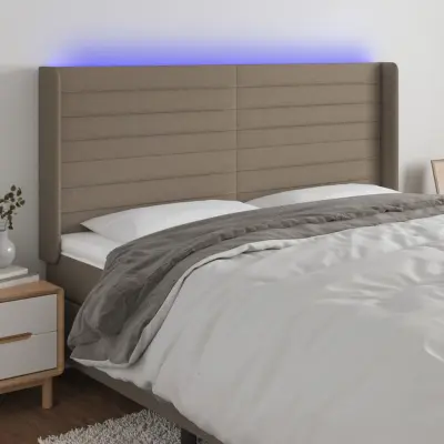 The Living Store LED posteljno vzglavje taupe 183x16x118/128 cm blago - LED Vzglavje