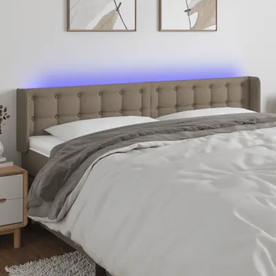 The Living Store LED posteljno vzglavje taupe 163x16x78/88 cm blago - LED Vzglavje