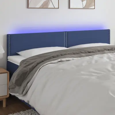 The Living Store LED posteljno vzglavje modro 180x5x78/88 cm blago - LED Vzglavje