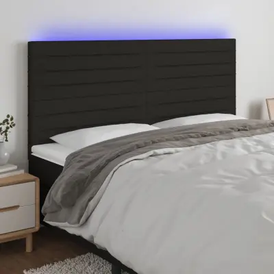 The Living Store LED posteljno vzglavje črno 180x5x118/128 cm blago - LED Vzglavje