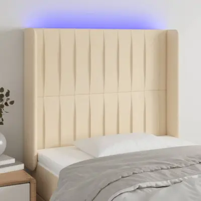 The Living Store LED posteljno vzglavje krem 83x16x118/128 cm blago - LED Vzglavje