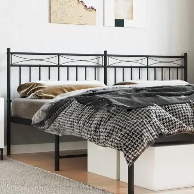 The Living Store Kovinsko posteljno vzglavje črno 200 cm - Vzglavje