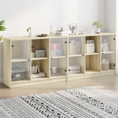 The Living Store Knjižna omara z vrati sonoma hrast 204x37x75 cm inženirski les - Knjižna Omara