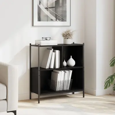The Living Store Knjižna omara črna 72x28x77,5 cm inženirski les - Knjižna Omara