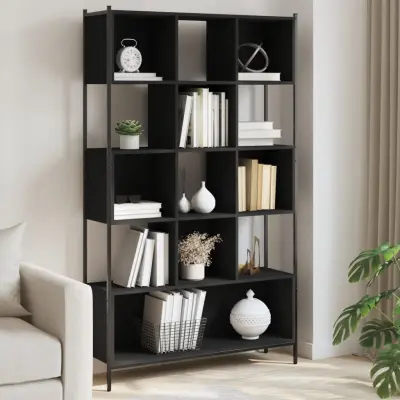 The Living Store Knjižna omara črna 102x28x172 cm inženirski les - Knjižna Omara