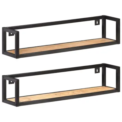 The Living Store Stenske police 2 kosa 80 cm robusten mangov les - Stenska Polica