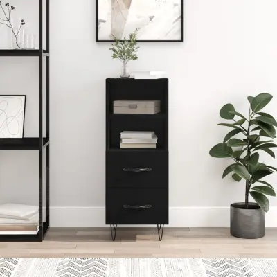 The Living Store Komoda črna 34,5x34x90 cm inženirski les - Komoda