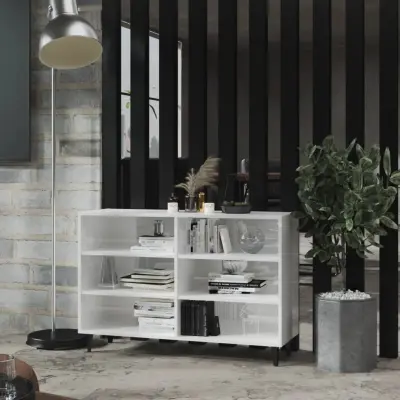 The Living Store Komoda visok sijaj bela 103,5x35x70 cm iverna plošča - Komoda