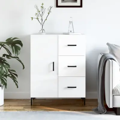 The Living Store Komoda visok sijaj bela 69,5x34x90 cm inženirski les - Komoda