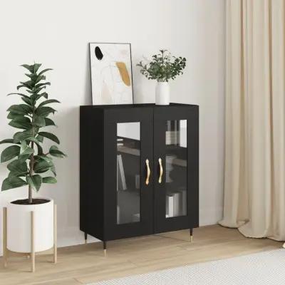 The Living Store Komoda črna 69,5x34x90 cm inženirski les - Komoda
