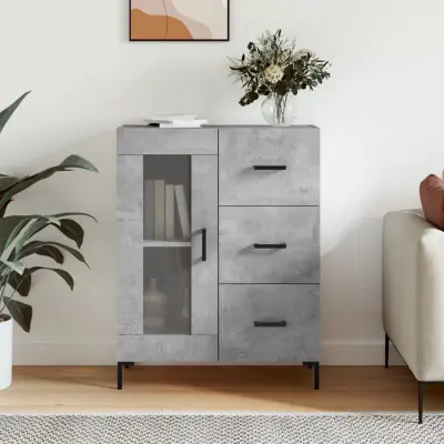 The Living Store Komoda betonsko siva 69,5x34x90 cm inženirski les - Komoda