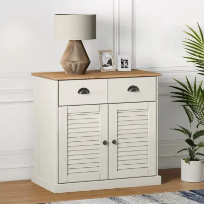 The Living Store Komoda s predali VIGO 78x40x75 cm bela trdna borovina - Komoda